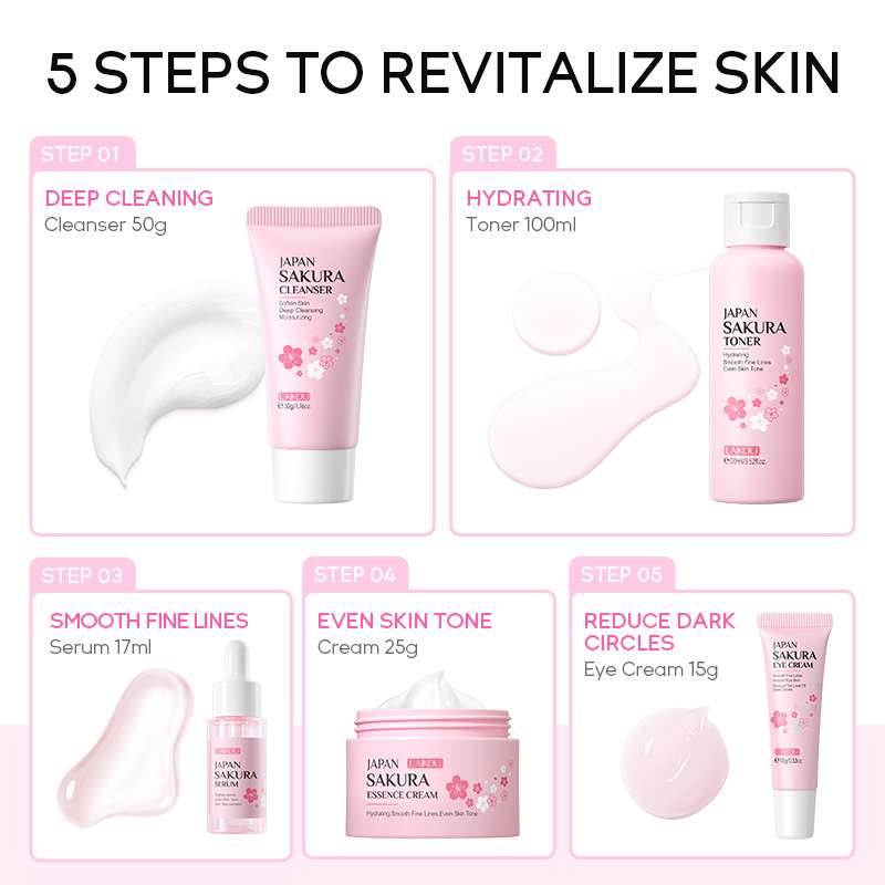 LAIKOU Sakura 5pcs Skin Care K - Korean Skincare Routine 评论和价格