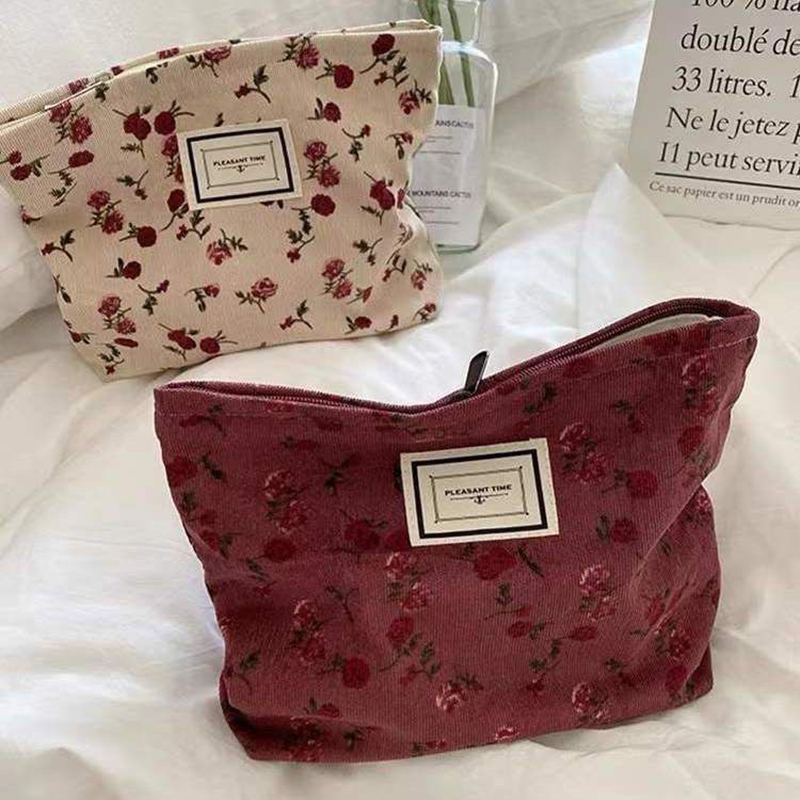Corduroy Flower Cosmetic Bag C - Korean Skincare Routine 评论和价格