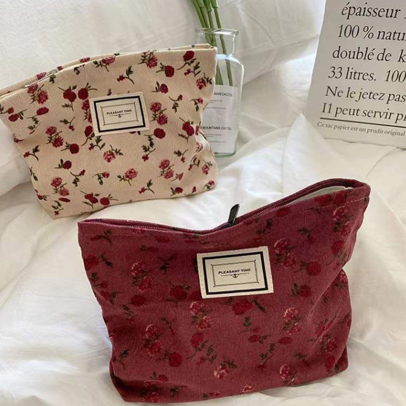 Corduroy Flower Cosmetic Bag C - Korean Skincare Routine 评论和价格