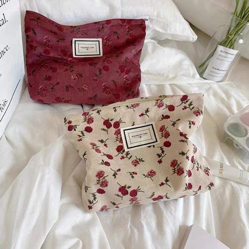 Corduroy Flower Cosmetic Bag C - Korean Skincare Routine 评论和价格