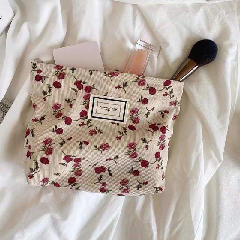 Corduroy Flower Cosmetic Bag C - Korean Skincare Routine 评论和价格